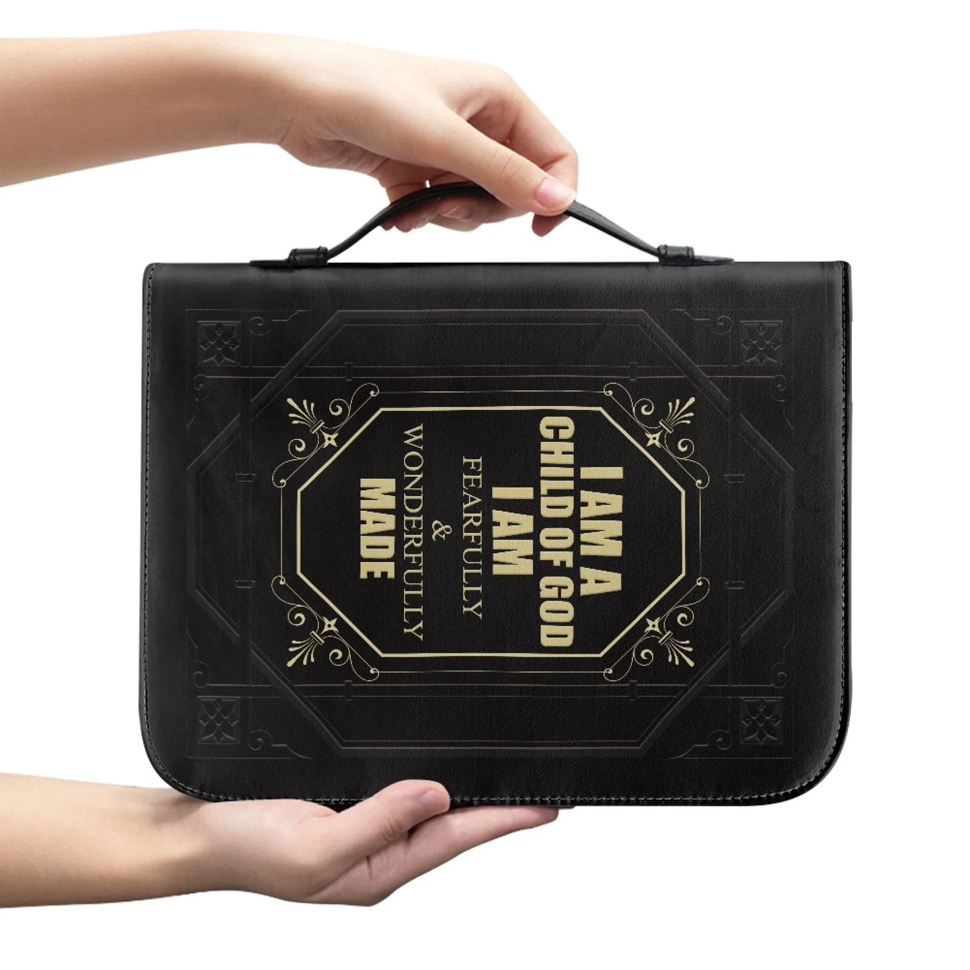 

Pu Bible Cover With Handle Zippered Portable Protector Case For Church Travel Study Women Men Religious Book Sleeve Cover For