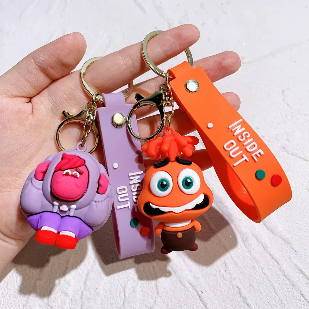 Disney keychains Inside Out 2 Joy Sadness Anger Fear Disgust Anime Figures Kawaii Dolls Couple Bags Pendant Keychain Toys Gifts