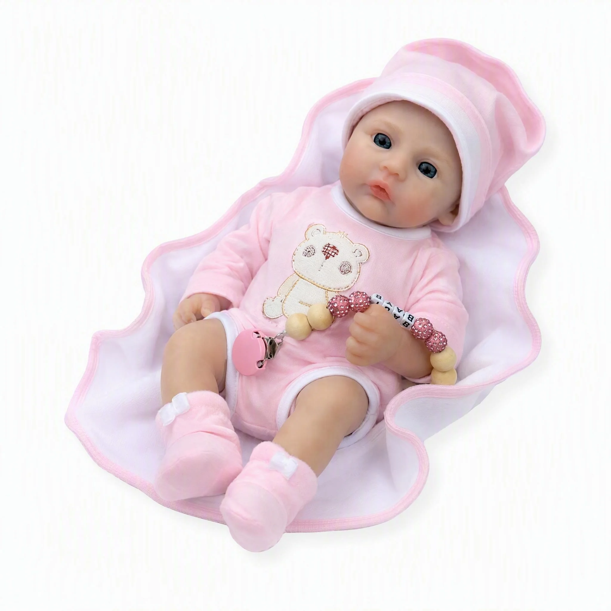 NPK 16inch Full Solid Silicone Flexible Elastic Super Soft Cute Meadow Mouth Can Open Squish Silicone Lifelike Reborn Bebe Doll