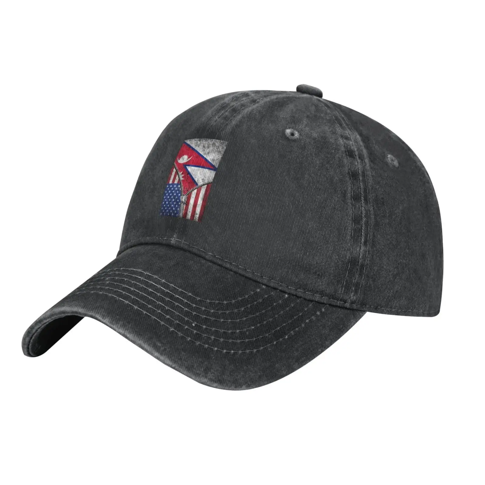 USA America Flag and Nepali Flag Hat Baseball Cap Adjustable Dad Hats Gift for Men Women Outdoor Activities29 Black