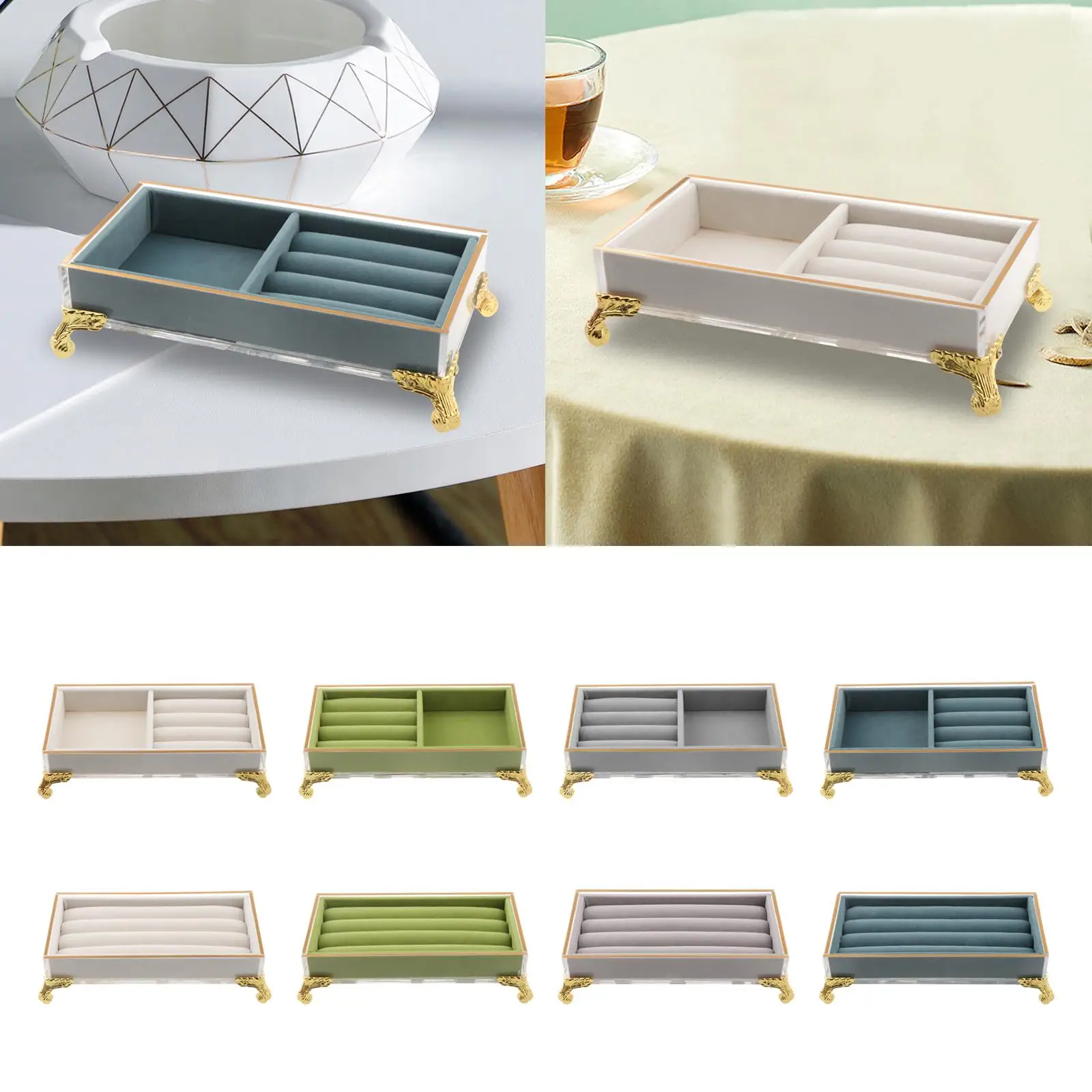 حلقات عرض حامل حلقات منظم أكريليك وفانيلا ديكور صغير