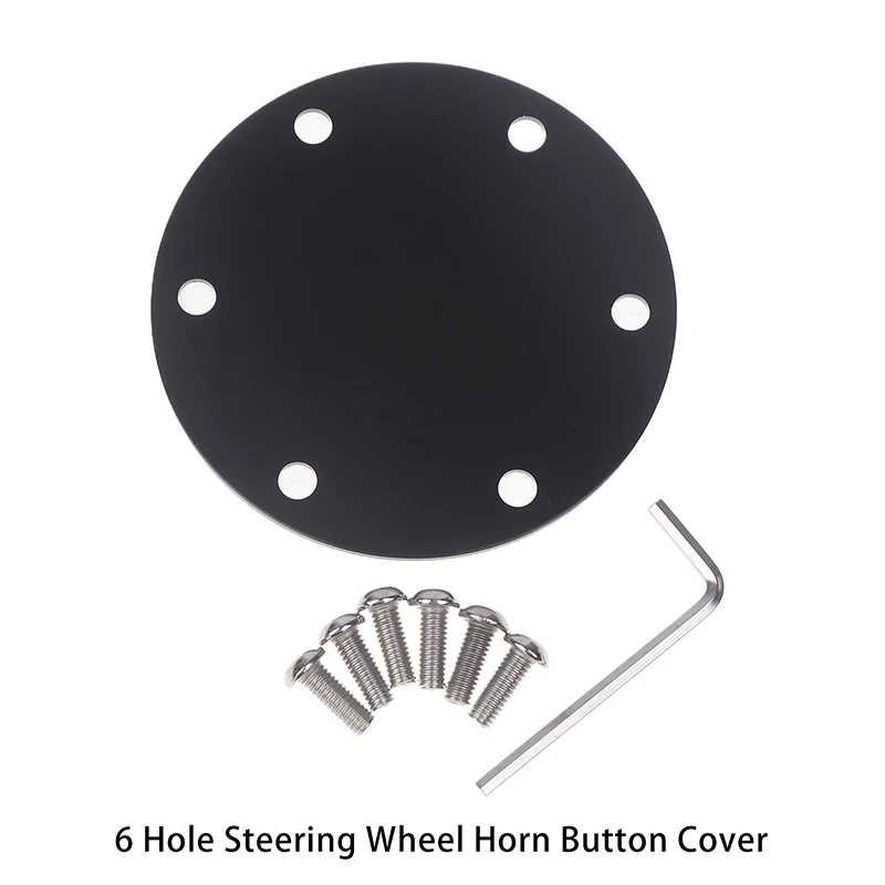

1Pc Aluminum 6 Hole Steering Wheel Horn Button Delete Plate - 3.35"x3.35"x0.06" Durable Car Modification Accessory