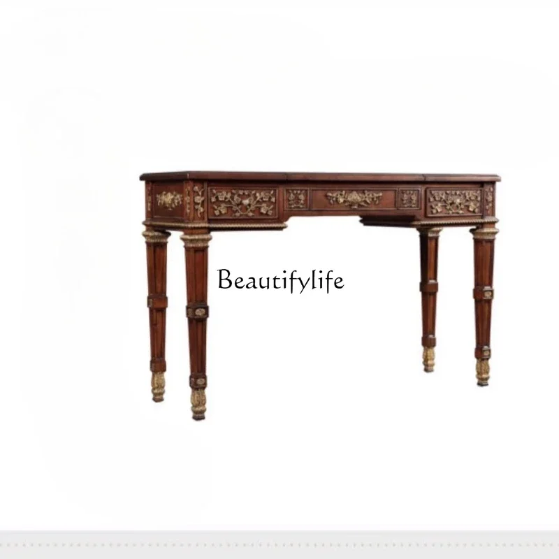 

05-*American dresser clamshell makeup table carved solid wood British small apartment bedroom furniture