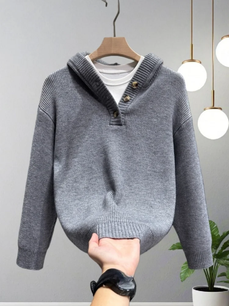 

Мужская толстовка-худи в стиле ретро 2025: Новинка, суперпопулярный осенне-зимний высококачественный вязаный свитер-куртка для мужчин, повседневный, комфортный и теплый