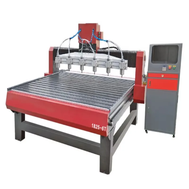 【Industrial】CNC1825-6T Computerized 6 Heads 3 / 5 Axis 3d Woodworking Tools Door Engraving Cnc Router Machine For Wood And Acryl