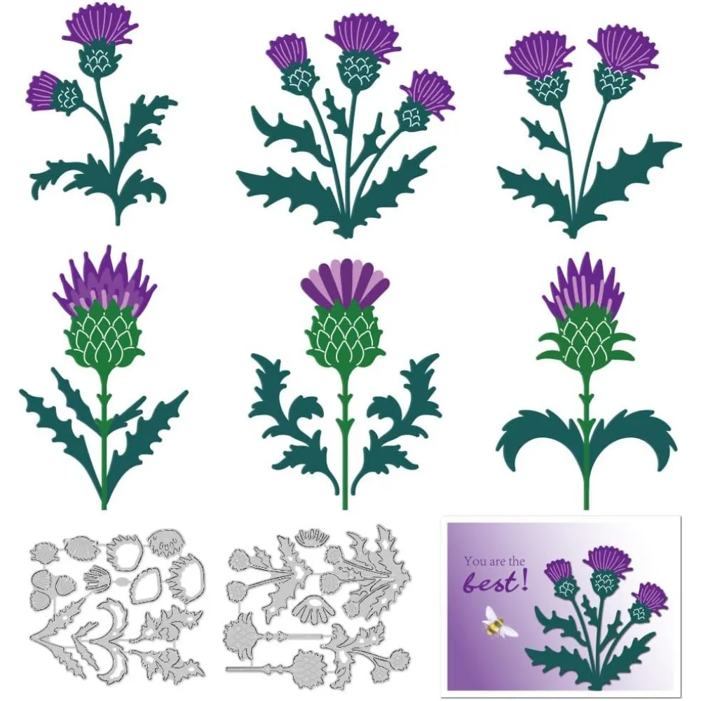Scottish Thistle Cutting Dies Flower Card Making Die Stencil Metal Die Cuts Card Dies for Greeting Cards Craft Album Invitation