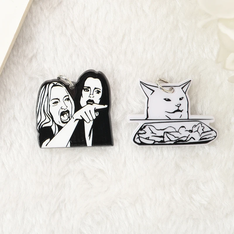 8Pcs Halloween Charms Creative Acrylic Cat Pendant Jewelry Findings For Necklace Diy Making