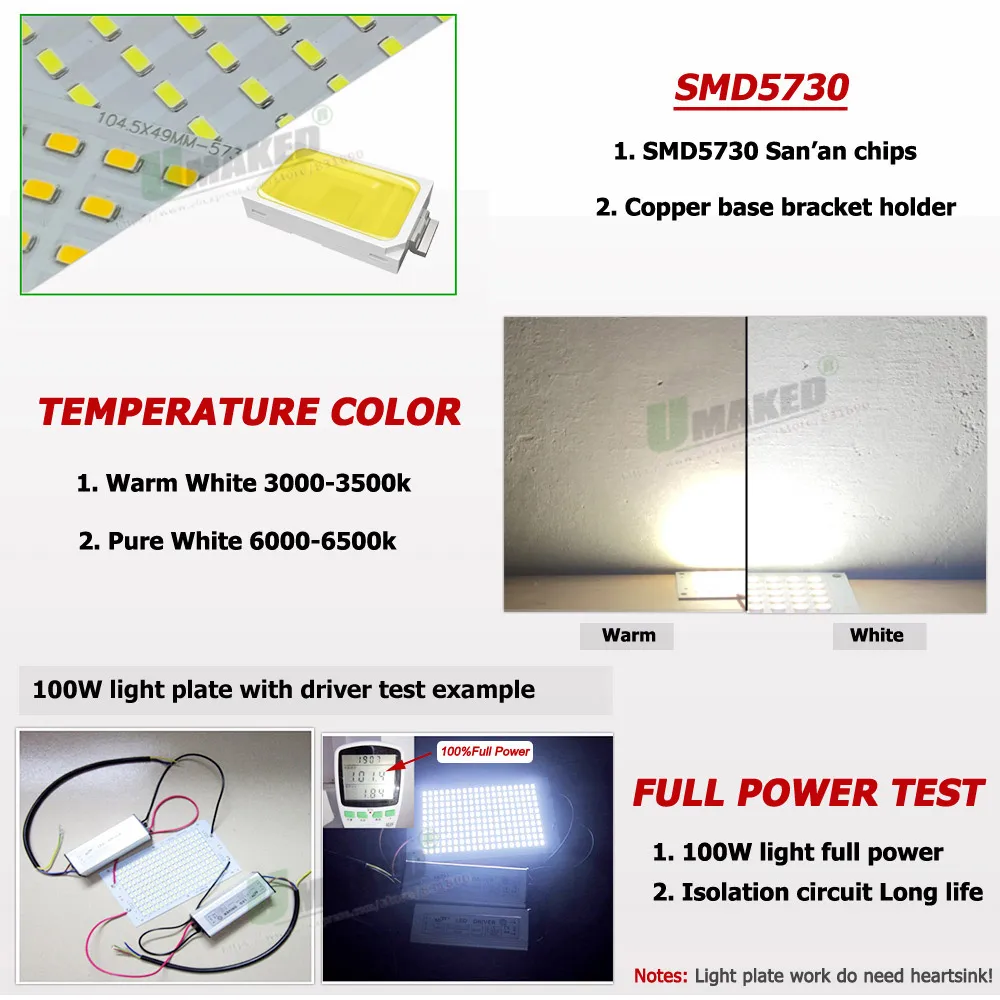 5PCs LED Floodlight Replace Plate SMD5730 PCB10 20 30 50 100 150 200W 100% Full Power Light Source Panel For Outdoor Lamps DIY