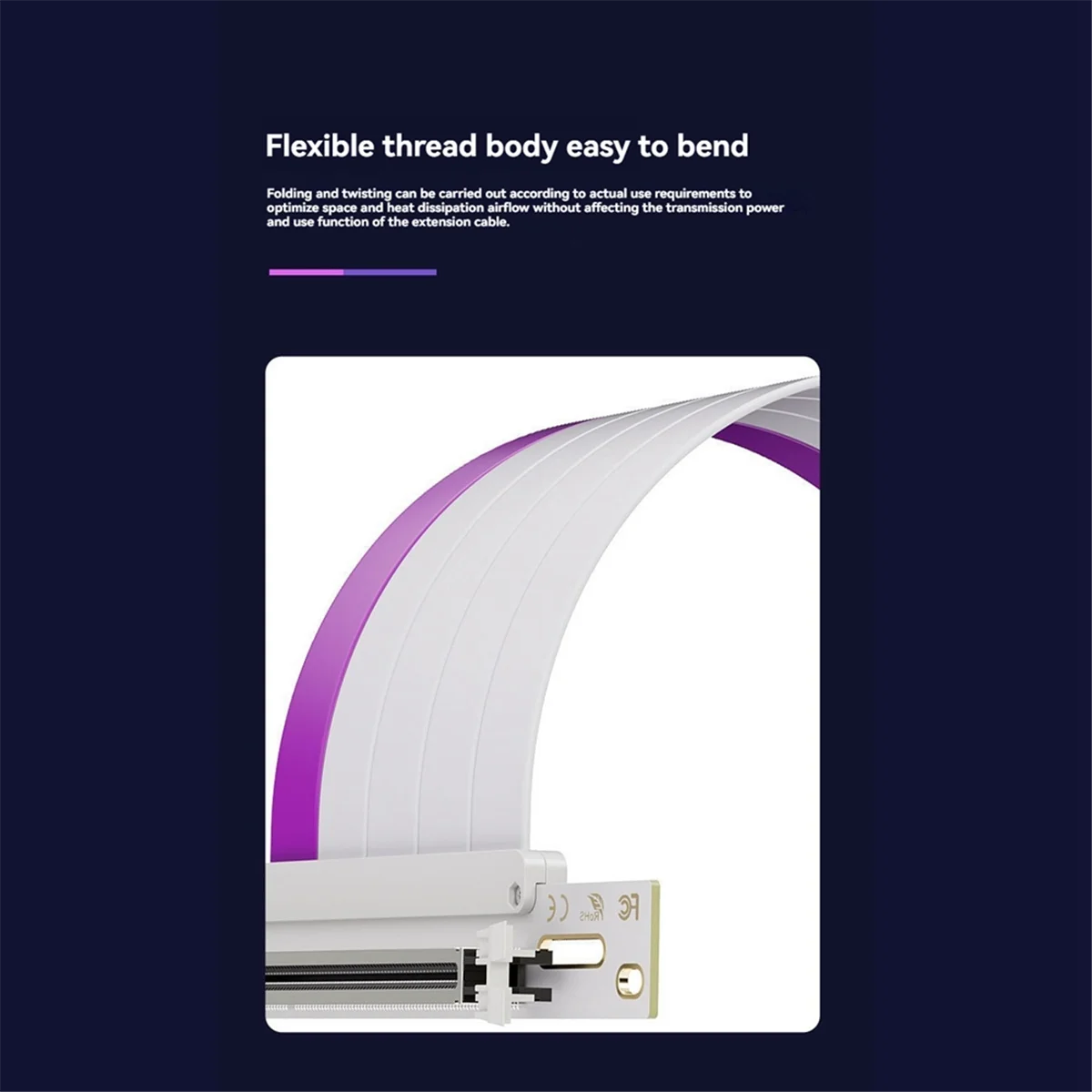 OKgood Graphic Card Extension Line PCIE4.0 Rotor X16 Rotor 16X Desktop Computer Horizontal Vertical Loading Line White