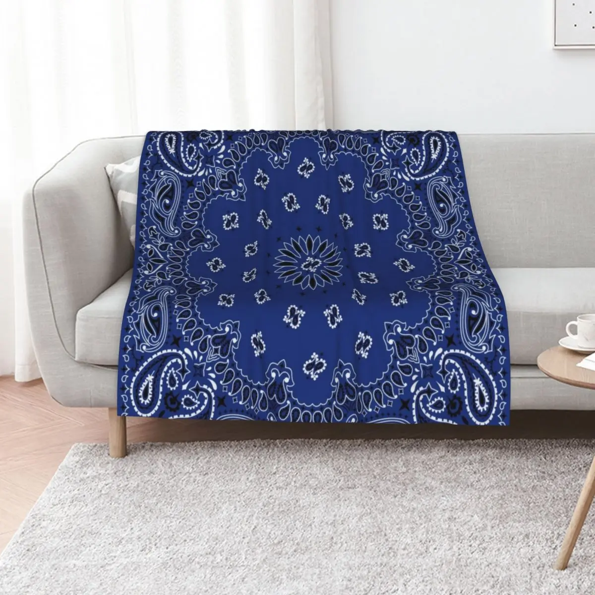 Blue Bandana Pattern Throw Blanket Comforter Decorative Beds Thin Sofas Single Cute Plaid Blankets