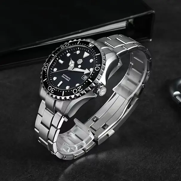 San Martin Men Automatic Watch 40mm Mechanical Wristwatch Diver 30Bar Waterproof Luminous Sapphire Mirror YN55 Ceramic Bezel view 3