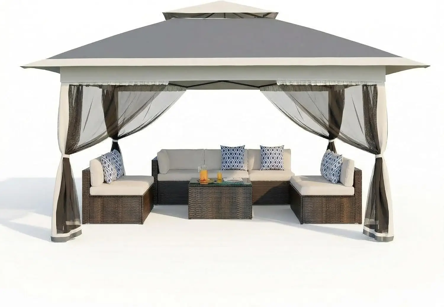 Carpa Plegable 3x3m, Gazebo Estilo Europeo con Techo de Lona Oxford 300D con Revestimiento Impermeable Plateado, Altura 2.65m, para Eventos y P