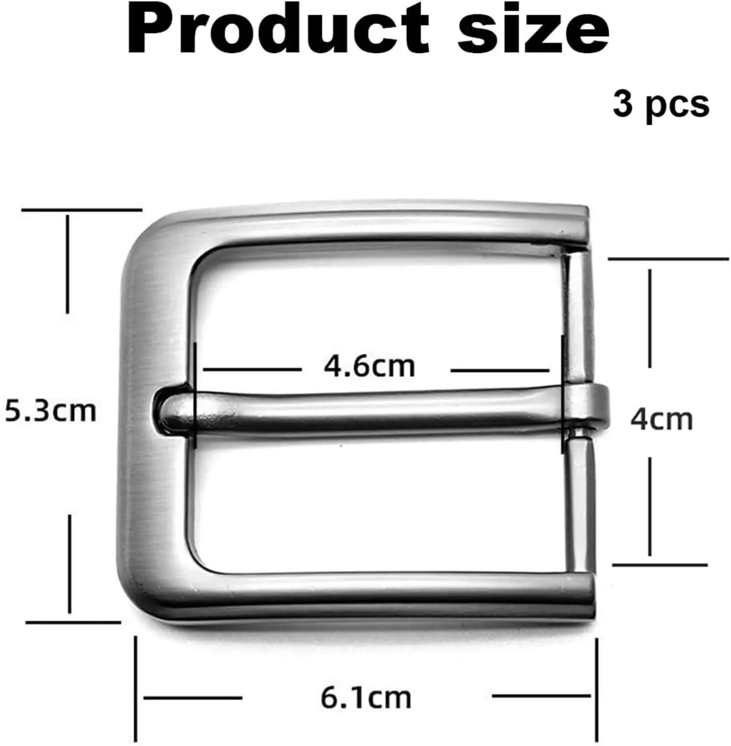 40mm Zinc Alloy Men's Casual Belt Buckle End Bar Heel bar Buckle Single Pin Half Buckle for Leather Craft Jeans Webbing