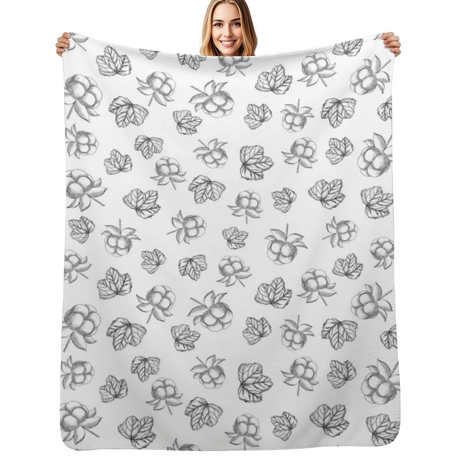 Salmonberry Pattern Throw Blanket Soft Plush Blanket as Housewarming Gift