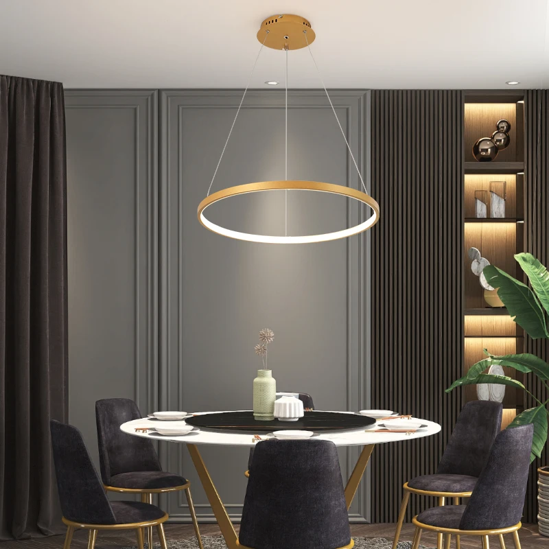 Modern Lucky Circle Rings Pendant Lights For Living Dining Room Lighting Acrylic Aluminum Body LED Hanging Lamp Kitchen Fixture