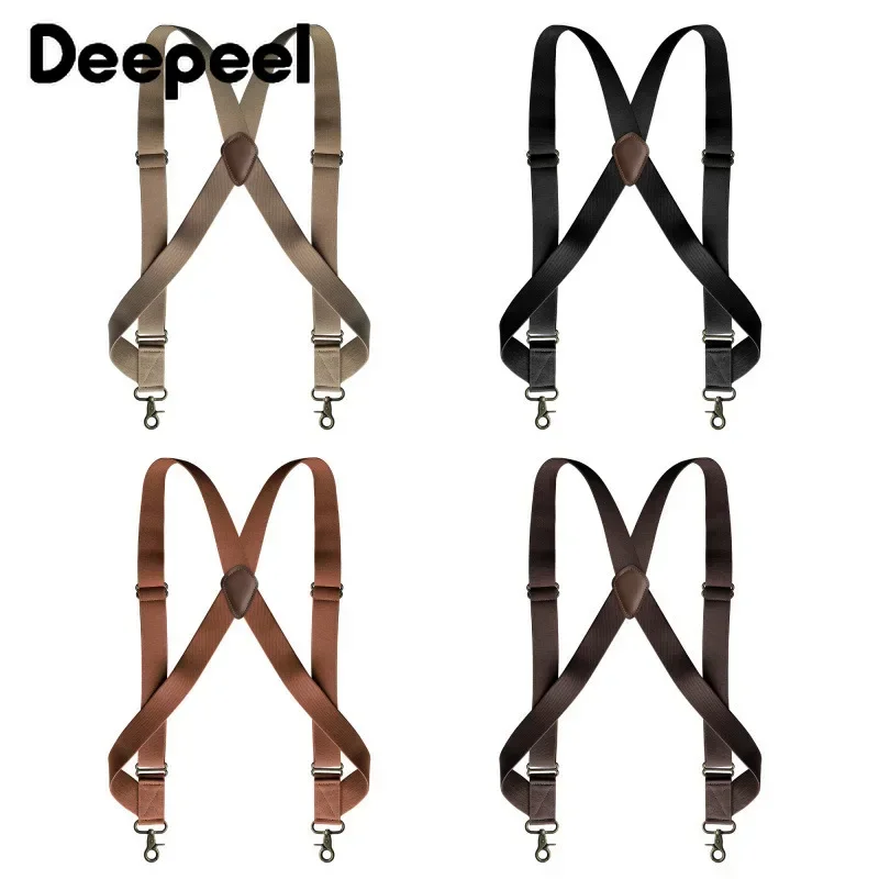 Deepeel, 1 unidad, 3,5x125cm, tirantes anchos elásticos en forma de X para hombre, tirantes de trabajo, hebilla de gancho, 2 correas de Clips, suspensorio masculino