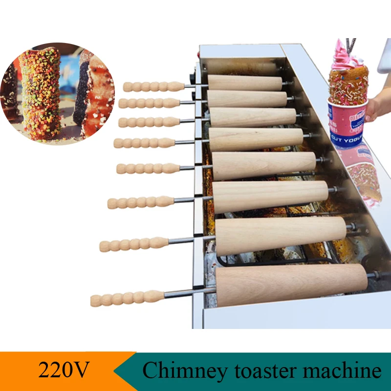 

4/8Pcs Commercial Chimney Cake Roll Machine Waffle Maker Automatic Toaster Roll Machine Chimney Cake Oven 220V Bread Machine