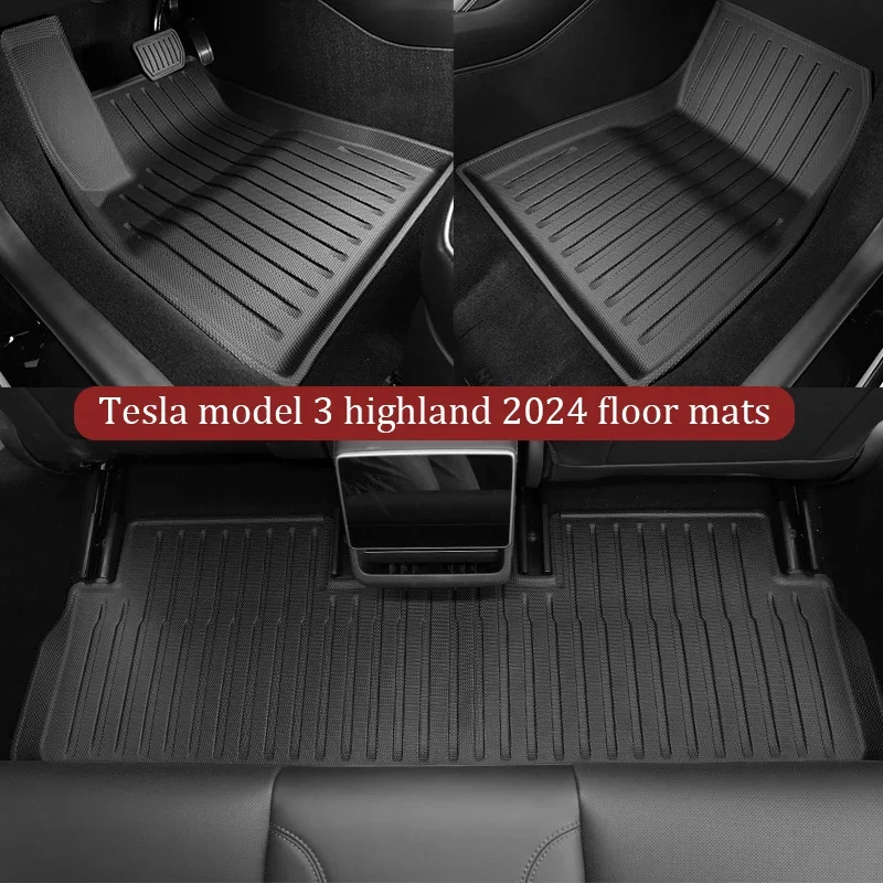 Für Tesla Modell 3 2024 Hochland Fußmatten Cargo Liner wasserdichte rutsch feste Kofferraum matte Tpe Pads links/rechts Gummi