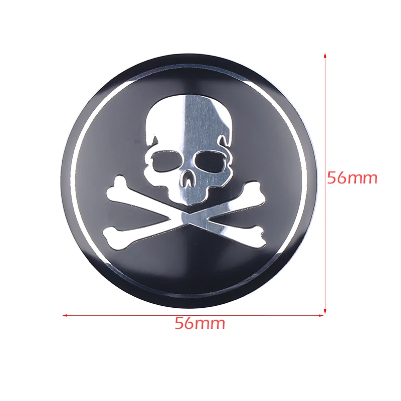 4PCS 56/65mm 3D Aluminum Skull Skeleton Crossbones Badge Auto Wheel Center Cover Stickers Hub Caps Decals Car Decor Accessories