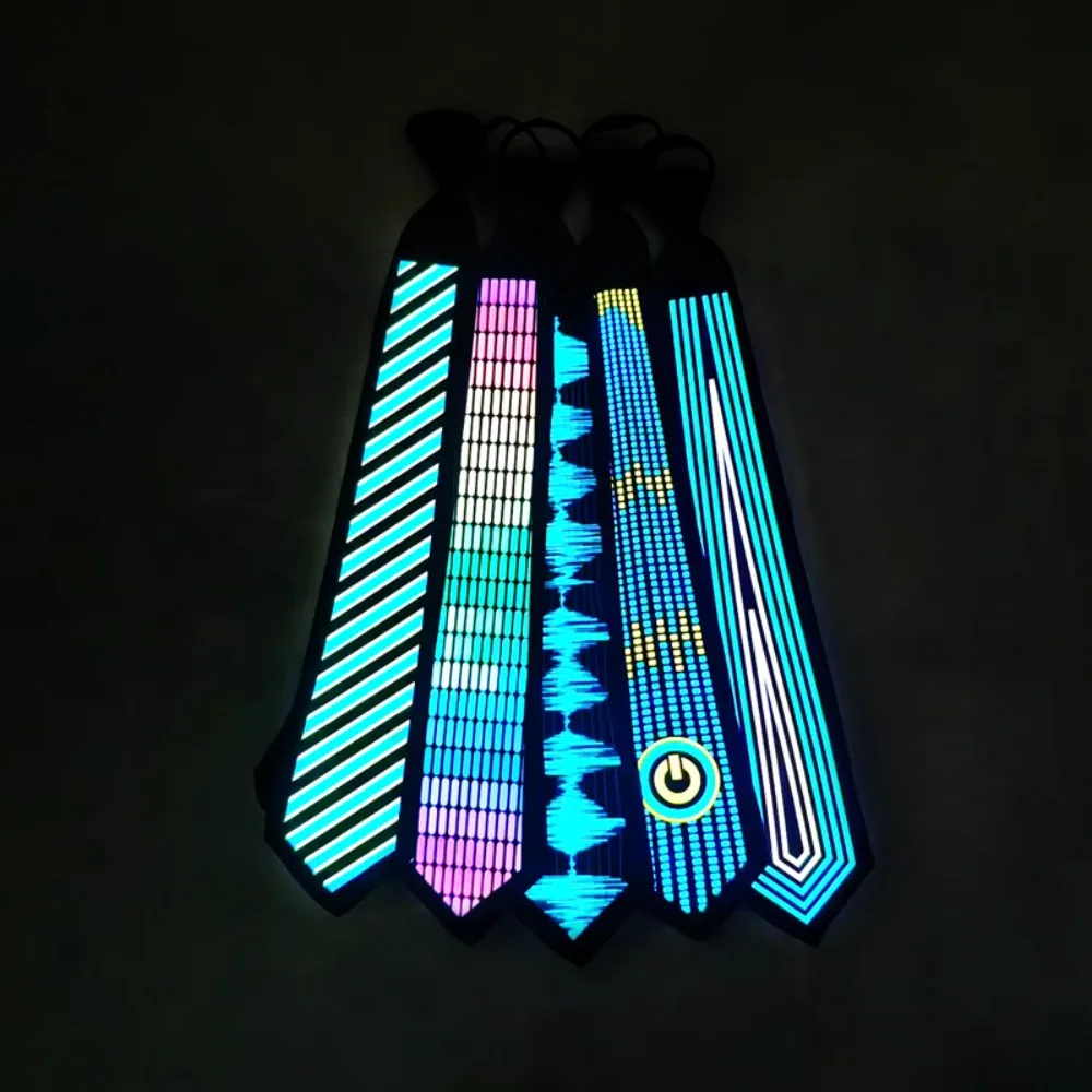 Apparel Accessories Rainbow LED Light Tie Narrow Neon Flashing Glow Rave Party Necktie Adjustable Hip-hop Luminous Cravat Street