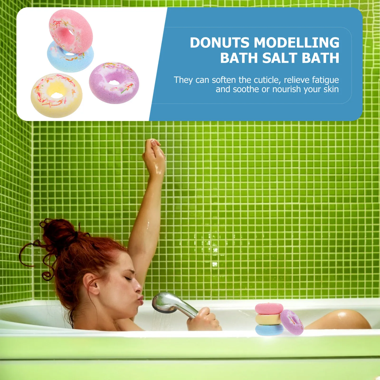 4Pcs Bath Salt Balls Cake Shape Softening Cuticle Bubble Relaxing Spa Shower Bombs Gift Set for Home Travel Hotel