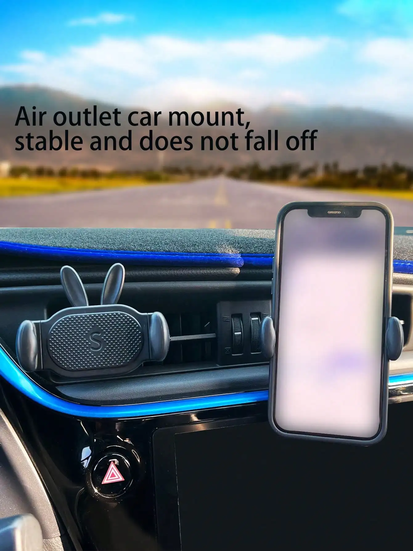 Cartoon Desktop Phone Stand with Rabbit Head, Extendable and Rotating, Lazy Live Streaming Stand, Car Air Vent Phone Clip, Car Air Vent Phone Holder, Car Navigation Stand