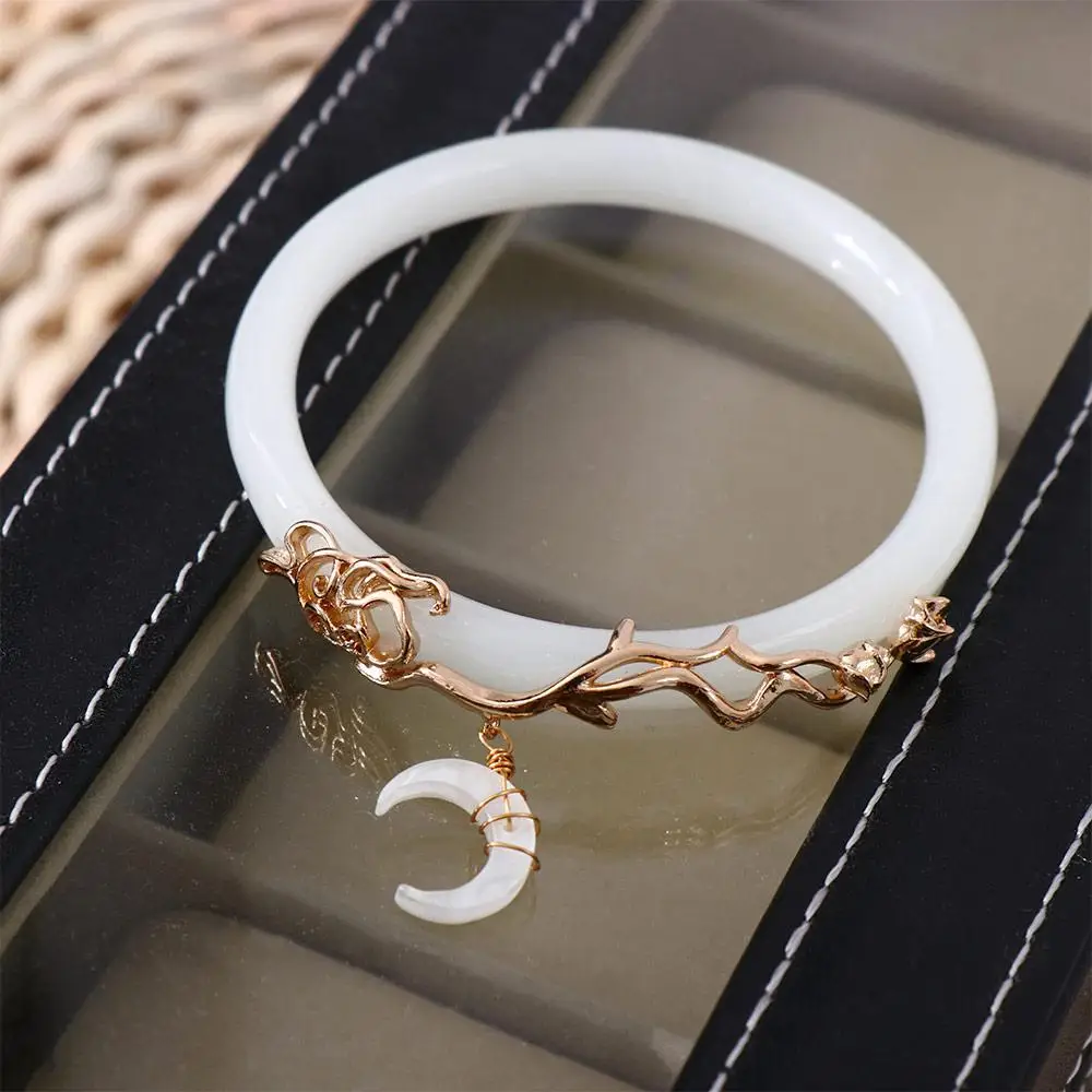 Elegant Retro Pendant Moon Imitation Jade Fashion Jewelry Women Bangle Korean Style Bracelet Love Between Fairy And Devil