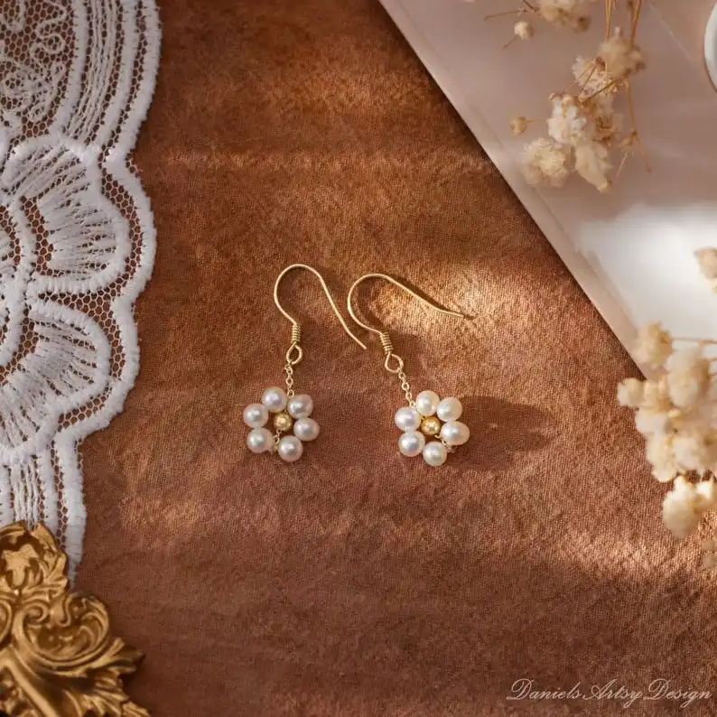 

YWYC 4-5mm Near Round Freshwater Pearl Dangle Earrings for Women AAA Quality Handmade Earrings Jewelry Gift 2025 New Arrivals