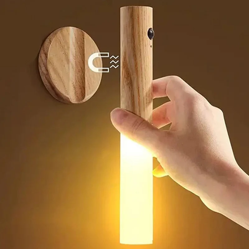 LED Wood Sensing light Intelligent Human Body Sensings Night light Home Charging Function Automatic Corridors Corridor