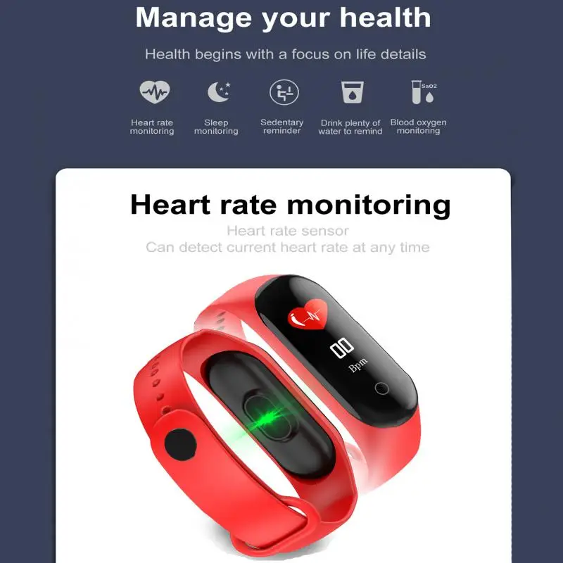 Smart Bracelet Sports M4 Waterproof Smart Watch Smart Electronic Smart Bracelet Pedometer Fitness Tracker Blood Pressure Monitor