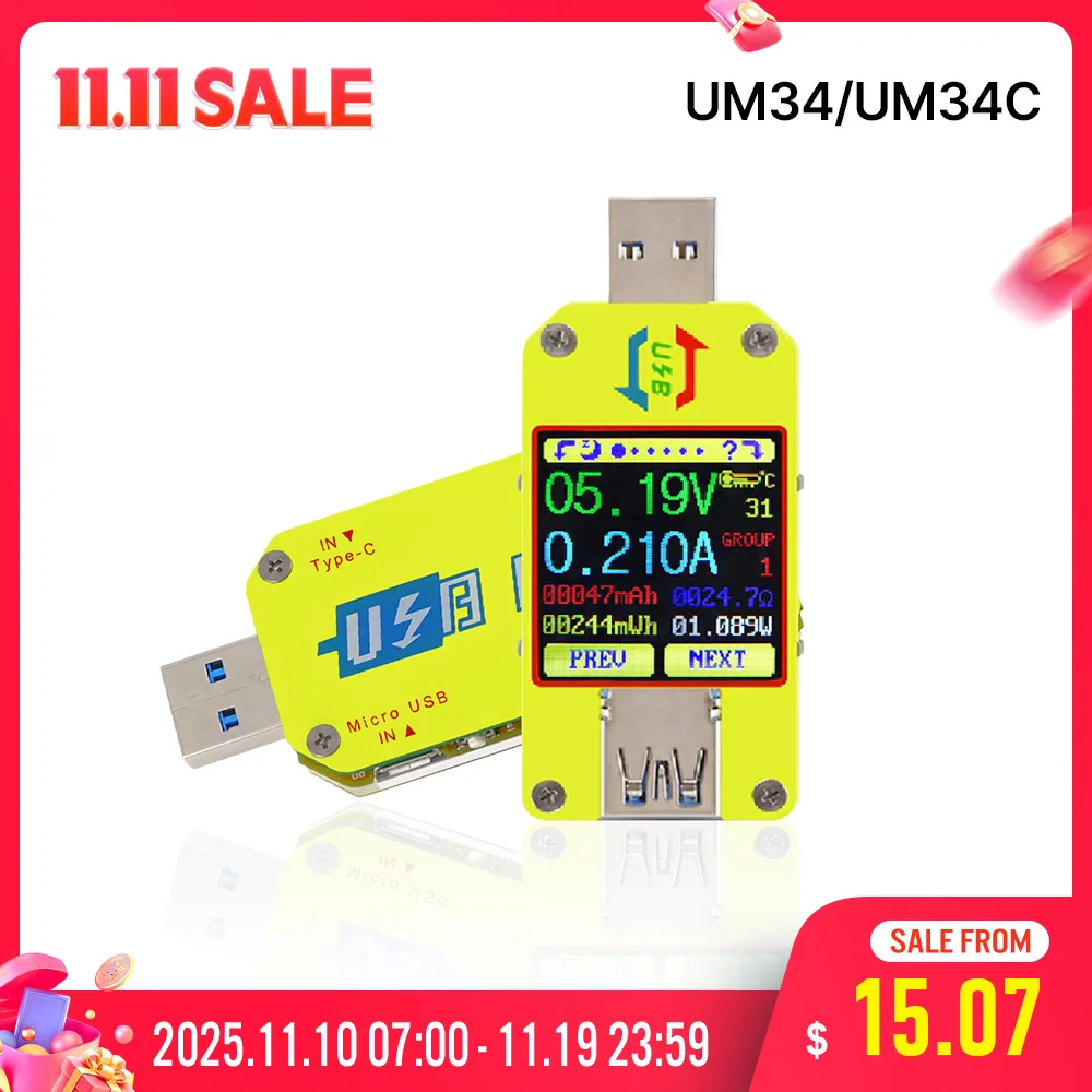 UM34 USB Voltmeter and Ammeter