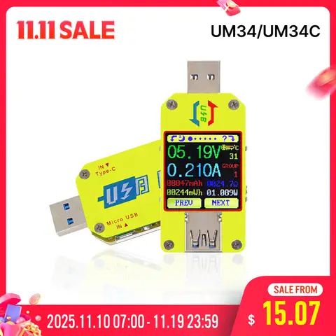 UM34 USB Voltmeter and Ammeter RD