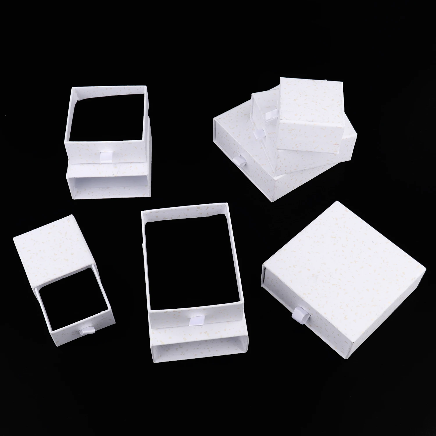 1Pc White Golden Spot Thick Kraft Paper Drawer Jewelry Box Greeting Card for Necklace Bracelet Ring Gift Display Case Packaging