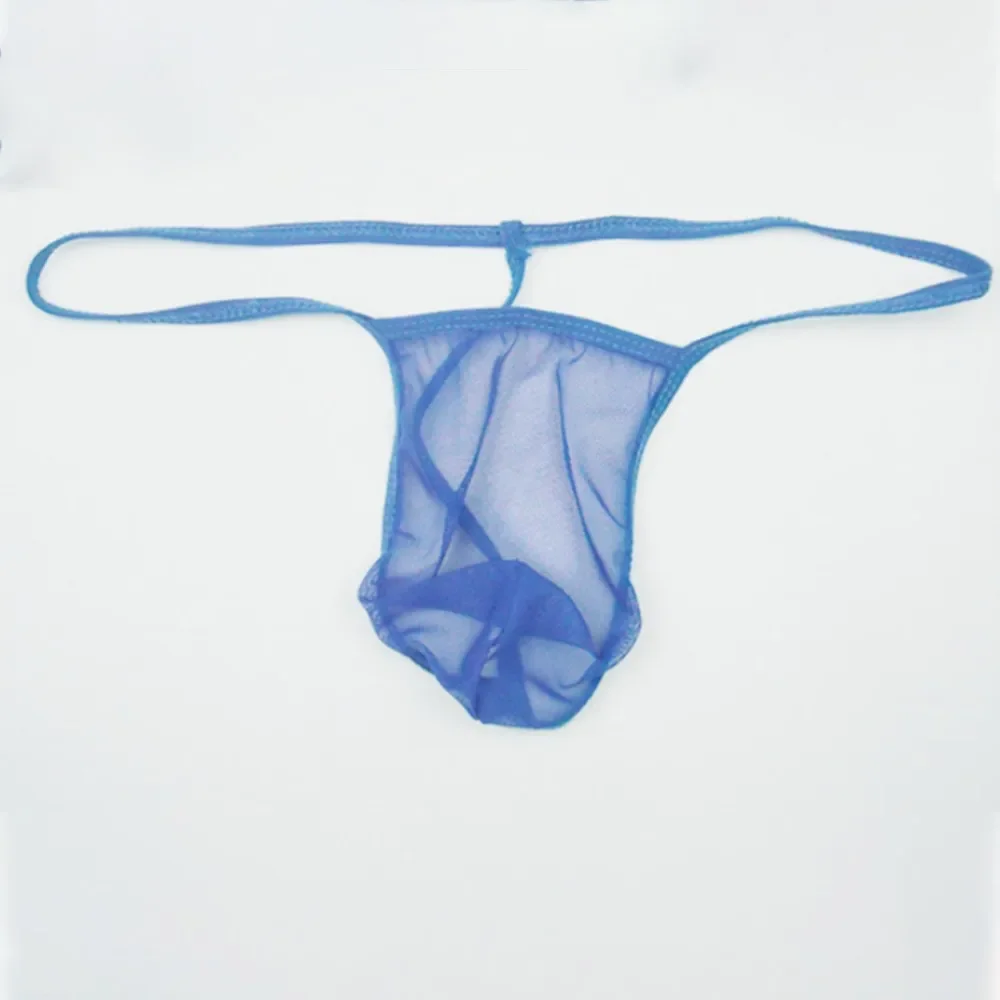 Men Liquid Stretch Thongs Elastic Briefs See Through Mesh Cut G-Strings Ultra-Thin Male Panties Sexy Underwear Low Rise Lingerie