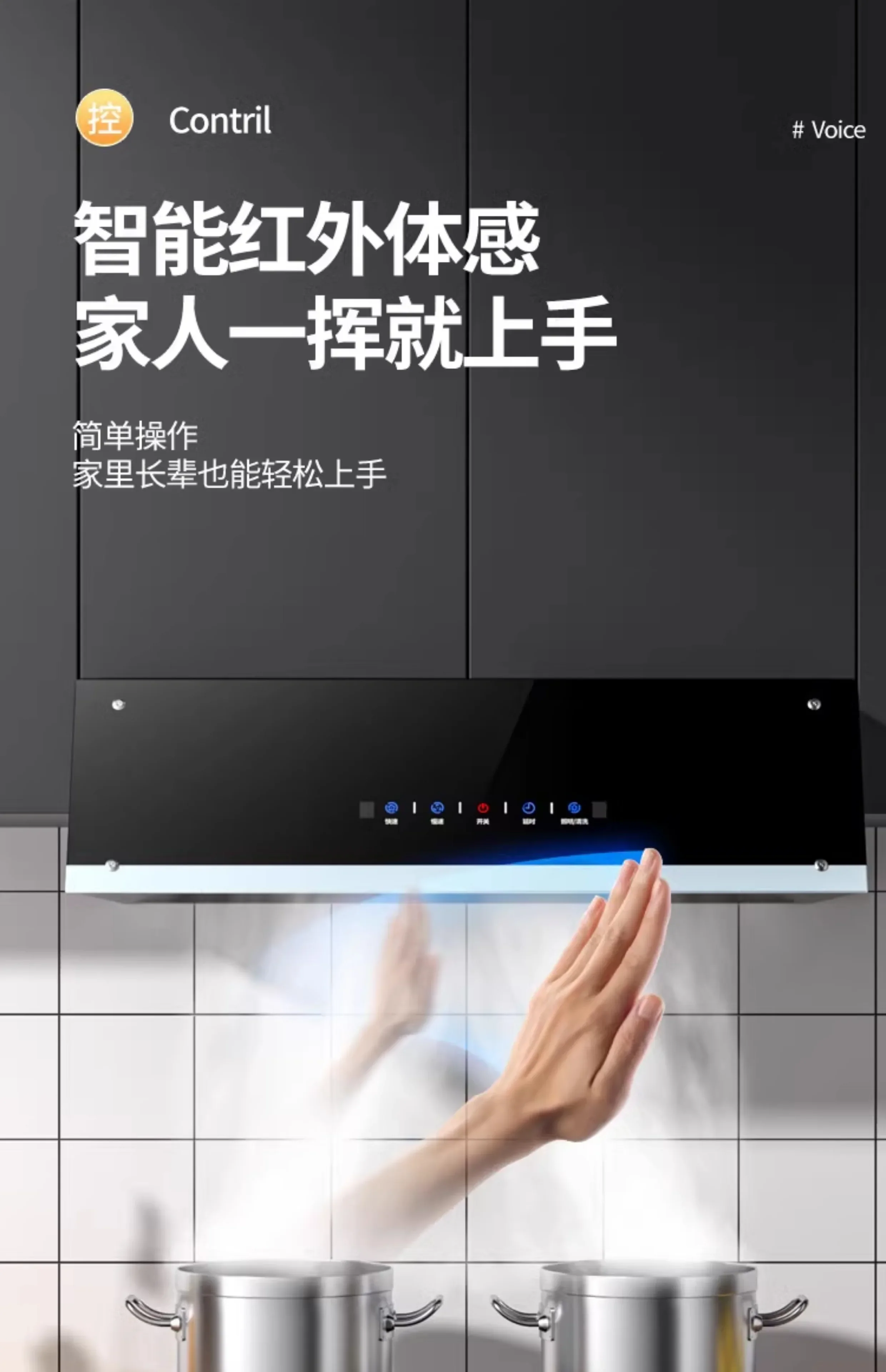 220V Goodwife High Power Range Hood Kitchen Ventilation Chinese Style Top Suction DC