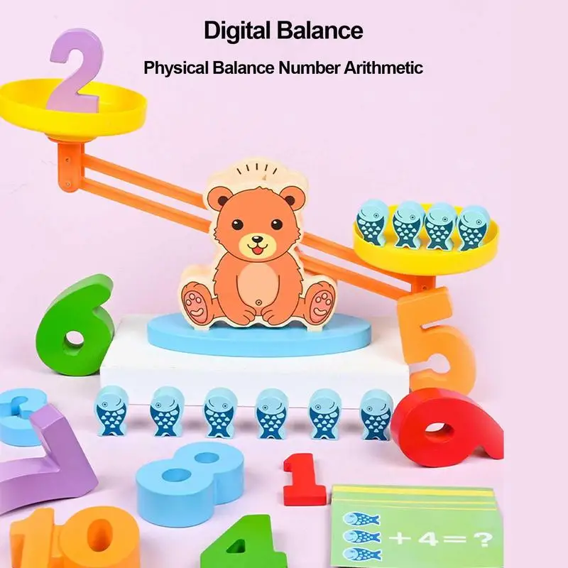 Juego de equilibrio de oso, diseño de oso, reconocimiento de números para niños en edad preescolar, juegos de matemáticas para guardería, número educativo de matemáticas para guardería