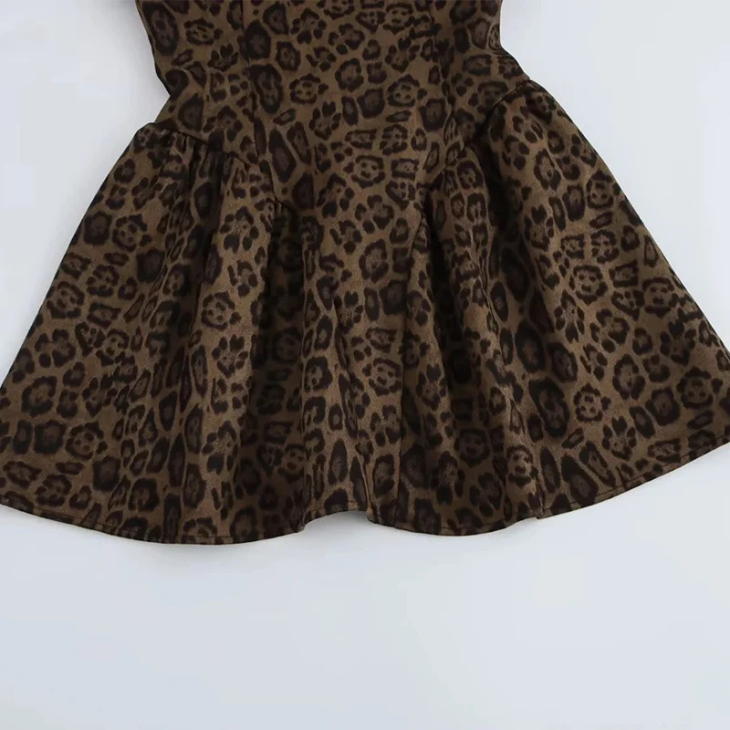 Z primavera 2025 sexy casual bal leopardo impressão retro dr feminino faionable dr fibra de poliéster senhoras saia
