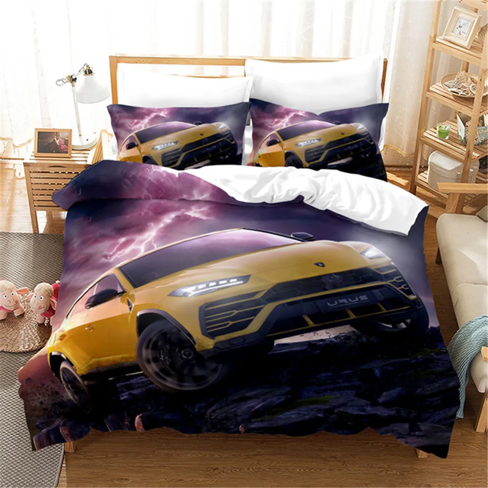 Sports Car Duvet Cover Set Luxury High Quality 3D Printed Bedding 2/3pcs Double Queen King Bedclothes Adults Boys Home Textile