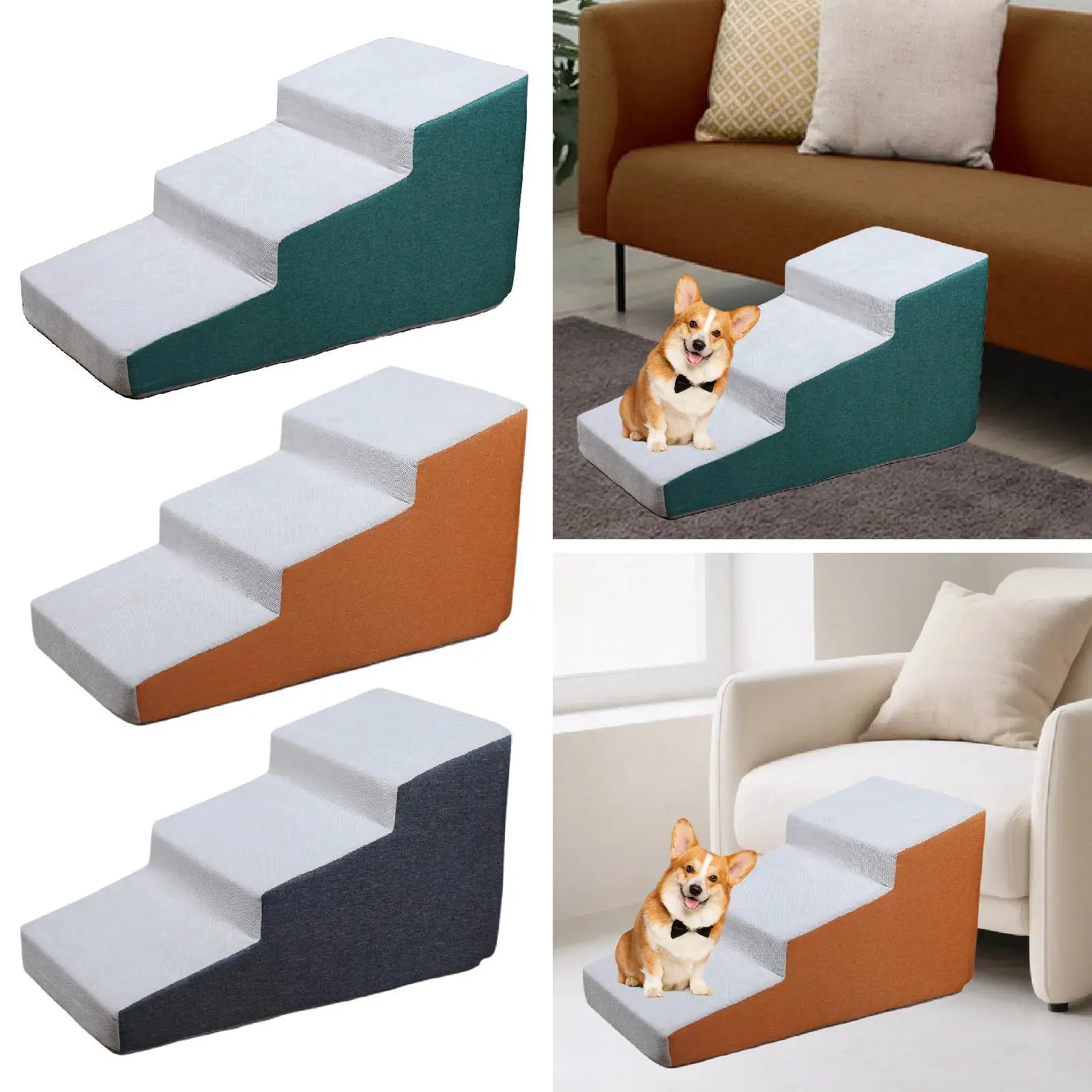 

Dog Stairs Ramp Sofa 3 Steps Sturdy Simple Comfortable Easy to Maintain Dog Slope Stairs Ladder Pet Steps for Puppy Pet Supplies