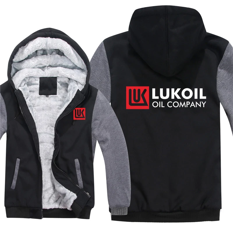 Invierno ruso Lukoil Oil Company sudaderas con capucha hombres moda abrigo pulóver forro polar chaqueta Lukoil Oil sudaderas con capucha