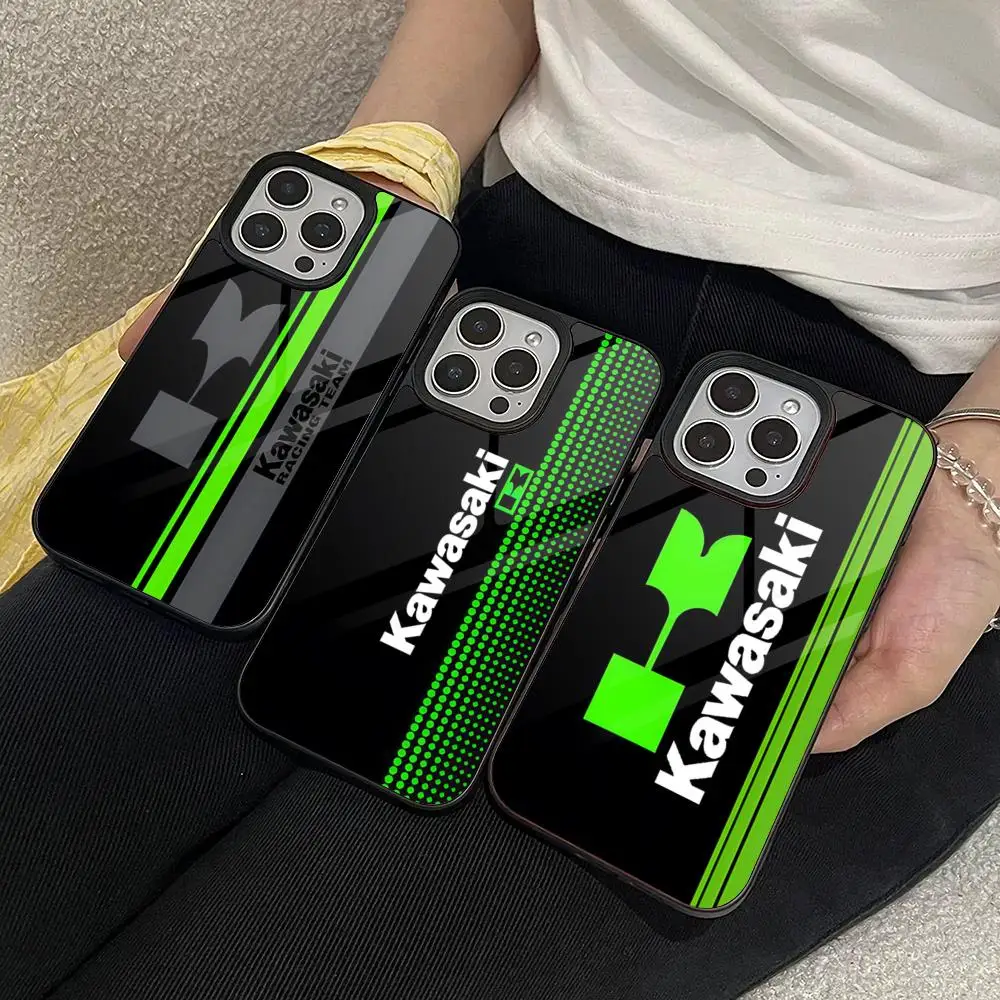 Motorrad Kawasaki Handyhülle für iPhone 17 16 15 14 Air 13 12 11 Pro Max Mini Plus Schutzhülle PC+TPU Cover