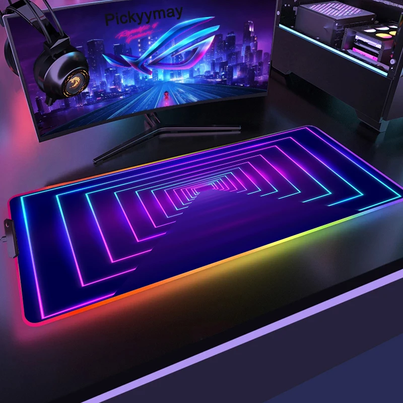 

Цветной игровой коврик для мыши с подсветкой, Настольный коврик, RGB геймерские коврики для мыши, коврик для мыши со светодиодной подсветкой, Нескользящий Резиновый коврик для мыши, коврик для клавиатуры для ПК