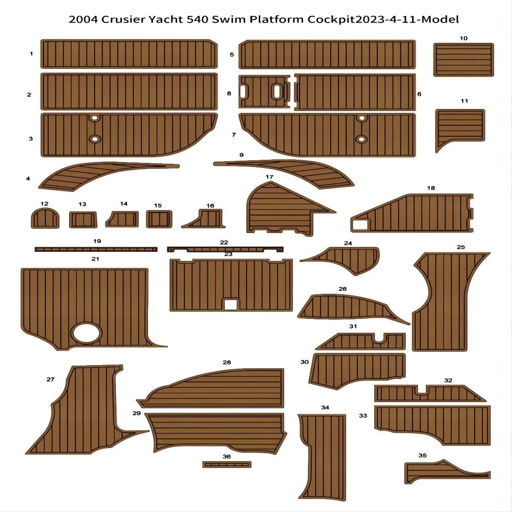 

Swim Platform Cockpit Pad Boat EVA Foam Teak Floor Mat For 2004 Crusiers Yachts 540