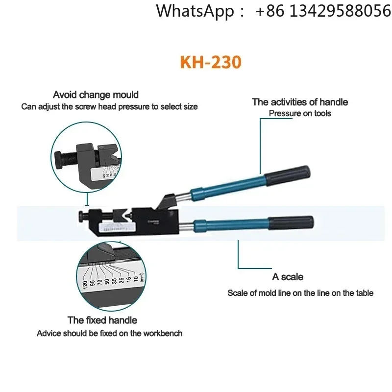 durable Portable KH-230 Crimping Pliers Hydraulic Crimping Tools Cable Terminal Connectors Manipulator Tools 10-240mm ² Crimpers