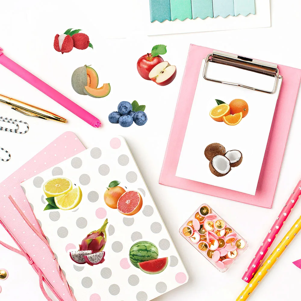 500pcs Cute Fruit Roll Stickers Notebook Fruits Balloon Banner Stationery Refrigerator Phone Insect Laptop Happy Luggage Sticker