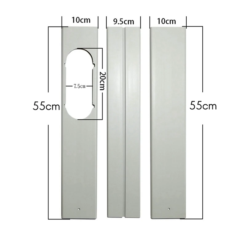 에어컨용 조절 가능한 휴대용 창 키트 플레이트, 예비 부품, 에어컨 창 Attachment-55CM, 3 개