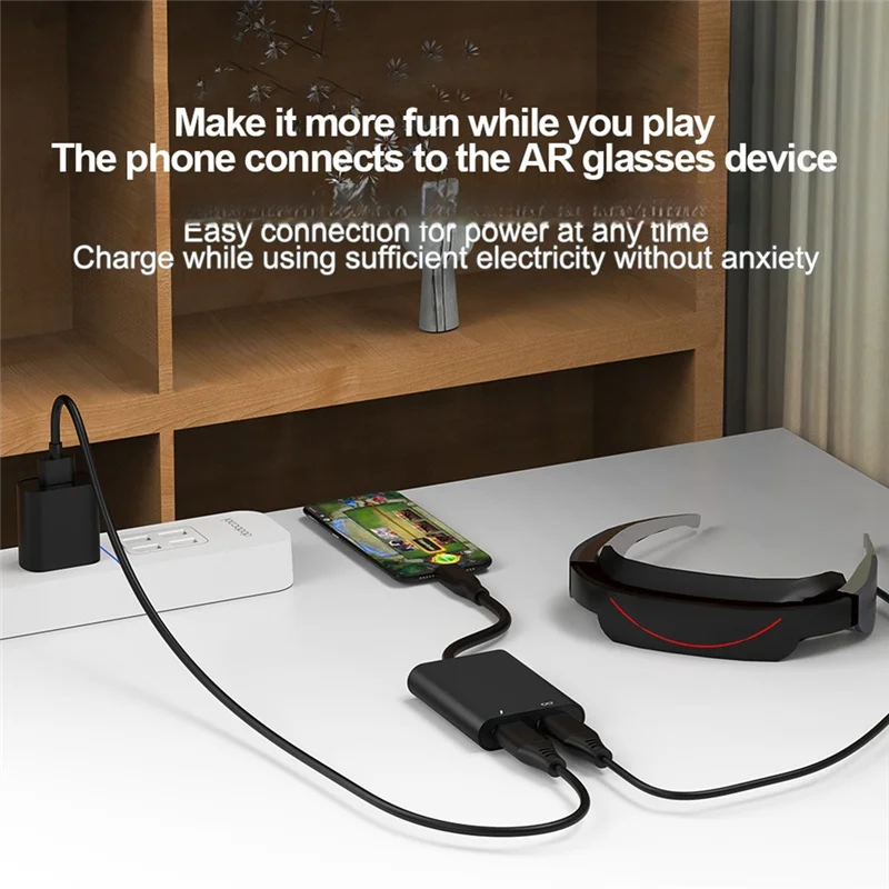 B29C-AR Glasses USB C 2 In 1 Docking Hub With PD Fast Charging And Two USB Ports For Smartphones And Tablets Grey