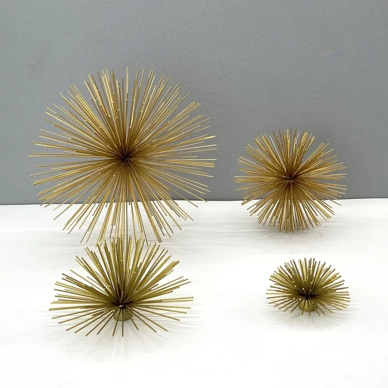 European Style Golden Spike Ball Ornament Sea Urchin Hemisphere Wall Decor Nordic Creative Wall Hanging Soft Decor
