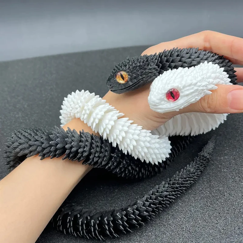 New 45cm 3D Printed Snake Decoration Viper Figurine Joints Movable Simulation Animal Snake Mode lTable Funny Snake Year Ornament