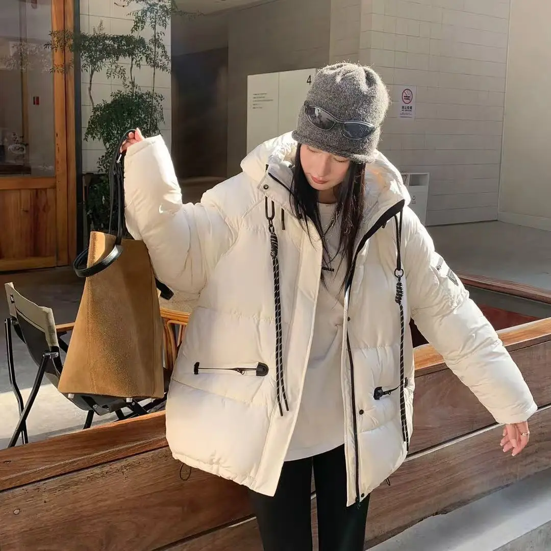Giacca invernale da pendolare con cappuccio oversize in piumino di cotone da donna nuova
